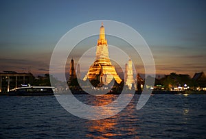 Wat Arun Temple .This location is famous place and destination of Thailand near Chaophraya riverside. Bangkok ,Thailand