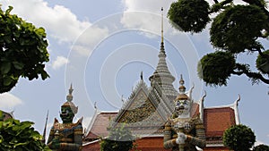 Wat Arun Temple And Giants Guarding