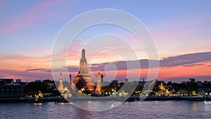 Wat Arun Temple in sunset at bangkok Thailand