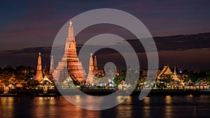 Wat Arun Temple in sunset at bangkok Thailand