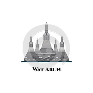 Wat Arun Thailand temple illustration vector. Amazing historical building must-see for anyone passing through Bangkok. Skyline