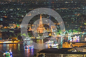 Wat arun under loy krathong day ,Thailand