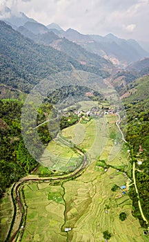 Wat Ban Wen rice fields in Nan province, Thailand