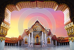 Wat Benchamabophit Dusitvanaram in Asia Bangkok Thailand