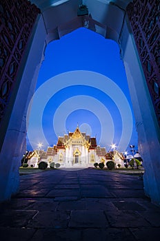 Wat benchamabophit evening, temple in Thailand
