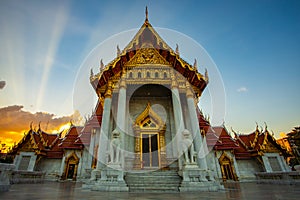 wat benchamabophit temple one of most popular traveling destination in bangkok thailand photo
