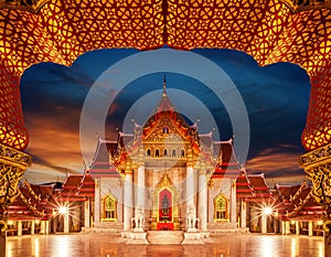 wat benchamabophit white marble temple in Bangkok city