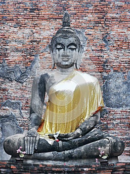 Wat Borom Phut ta ram with Buddha statue, The Ancient Temple in Ayutthaya Historical Park