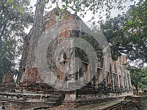 Wat Borom Phut ta ram with Buddha statue, The Ancient Temple in Ayutthaya Historical Park