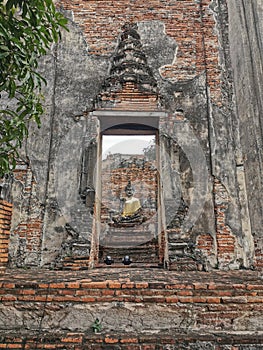 Wat Borom Phut ta ram with Buddha statue, The Ancient Temple in Ayutthaya Historical Park
