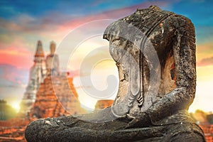 Wat Chaiwatthanaram temple in Ayuthaya Historical Park, a UNESCO world heritage site photo