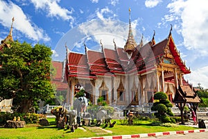 Wat Chalong temple at sunny day Phuket Thailand