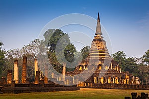 Wat Chang Lom at Si satchanalai historical park,Sukhothai Province,Thailand