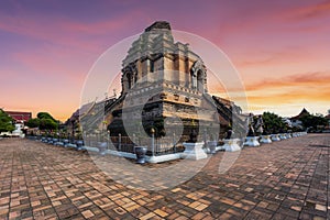 Wat Chedi Luang is a beautiful old temple in Chiang Mai, Chiag Mai Province, Thailand