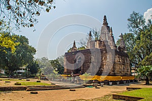 Wat Chet Yot (Wat Jed Yod) or Wat Photharam Maha Vihara, the public Buddhist temple with crowning the flat roof of the rectangular