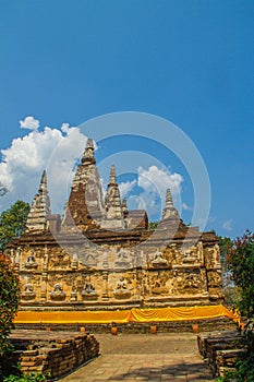 Wat Chet Yot (Wat Jed Yod) or Wat Photharam Maha Vihara, the public Buddhist temple with crowning the flat roof of the rectangular