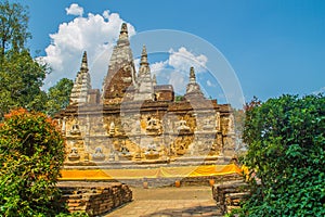 Wat Chet Yot (Wat Jed Yod) or Wat Photharam Maha Vihara, the public Buddhist temple with crowning the flat roof of the rectangular