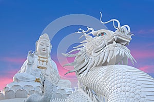 Wat Huay Pla Kang, Big Buddha temple at sunset in Chiang Rai, Northern Thailand