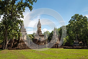 Wat Jedi Jed Teaw temple in Sukhothai province, Thailand.