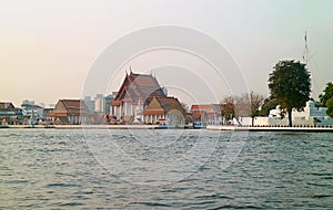 Wat Kalayanamitr Buddhist Temple and the White Ramparts of Vichai Prasit Fort, Bangkok, Thailand