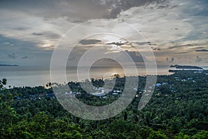 Wat Khao Tam Viewpoint with Lush Tropical Rain Forest and Ocean