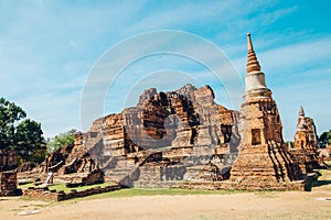 Wat Maha That ancient ruins in Ayutthaya, Thailand