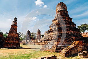 Wat Maha That ancient ruins in Ayutthaya, Thailand