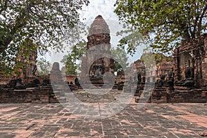 Wat Maha That, a restored Buddhist monastery and temple in the city of Ayutthaya Historical Park, Thailand.