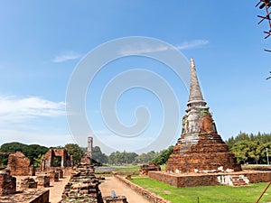 Wat Mahathat Ayutthaya,Thailand-18 OCTOBER 2018;Wat Phra That Phra Ram And it is the abode of the apostle of the Kamma. This