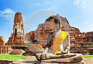 Wat Mahathat in Buddhist temple complex in Ayutthaya near Bangkok, Thailand