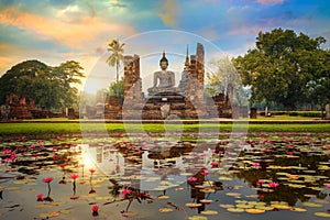 Wat Mahathat Temple in the precinct of Sukhothai Historical Park in Thailand