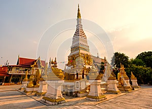 Wat Mahathat Temple during sunset at Nakhon Phanom Province, Th