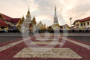 Wat Mahathat Temple during sunset at Nakhon Phanom Province, Th