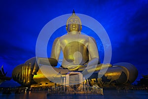 Wat Muang with gilden giant big Buddha statue