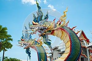 Wat Nong Chap Tao temple with colorful dragons