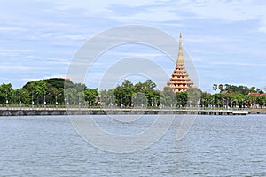 Wat Nong wang and bueng Kaennakorn lagoons view in the day time.