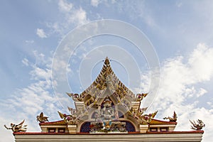 Wat Pariwat Temple roof showed jade emperor statue and heaven ki