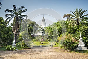 Wat Phnom landmark in Phnom Penh Cambodia