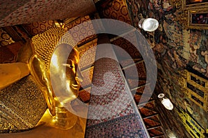 Wat pho gilded reclining Buddha