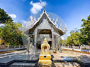 Wat Pho Rattanaram or Wat Poe Khu silver temple in Ratchaburi, Thailand