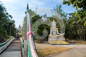 Wat Phra Bat Phu Phan, Khon Kaen DEC 09 2017:  Steep steps  luang-phor Phu Phan Kham, buddha sculpture a view from Ubolratana