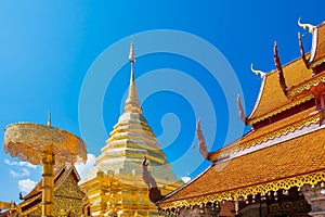 Wat Phra That Doi Suthep with blue sky in Chiang Mai.