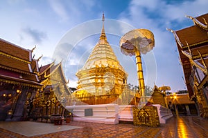 Wat Phra That Doi Suthep is a major tourist destination of Chiang Mai, Thailand.