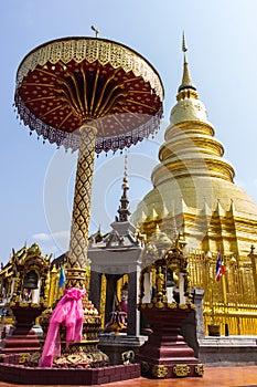 Wat Phra That Hariphunchai, Pagoda in Lamphun Thailand photo