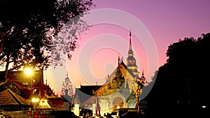 Wat Phra That Hariphunchai before sunset.