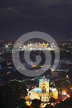 Wat Phra Kaew, grand palace and Phra Sumen Fort, land mark of Bangkok, Thailand.