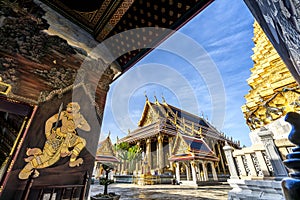 Wat Phra Kaew, Temple of the Emerald Buddha with blue sky