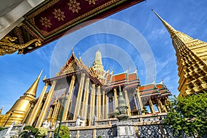 Wat Phra Kaew, Temple of the Emerald Buddha with blue sky