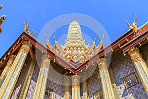 Wat Phra Kaew or the Temple of the Emerald Buddha in Grand Palace Bangkok