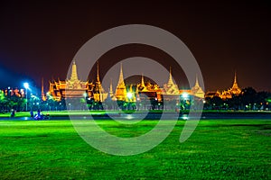 Wat Phra Kaew, Temple of the Emerald Buddha,Grand palace at twilight in Bangkok, Thailand